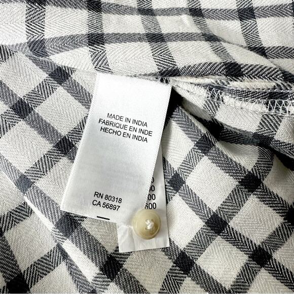 NWT LUCKY BRAND W Sz XL Gray/Creme Plaid Contrast Long Sleeve Button Up Shirt - Picture 13 of 16